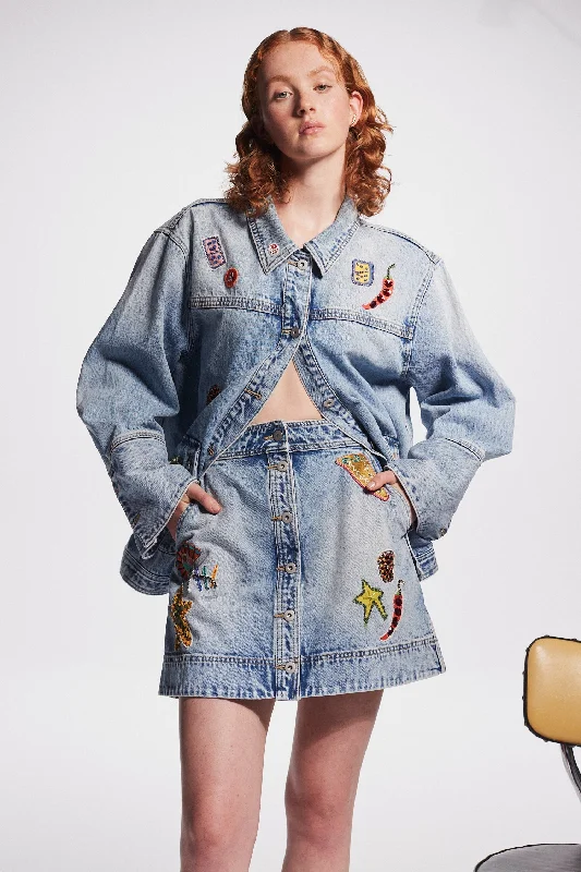 Alémais Jackpot Denim Skirt - Denim Blue