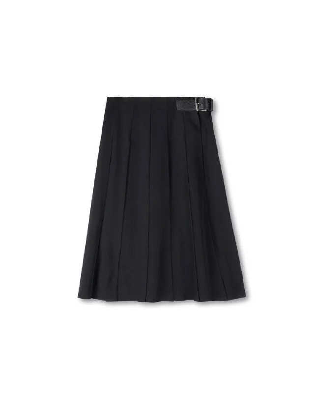 Buckle Detailed Wool Skirt