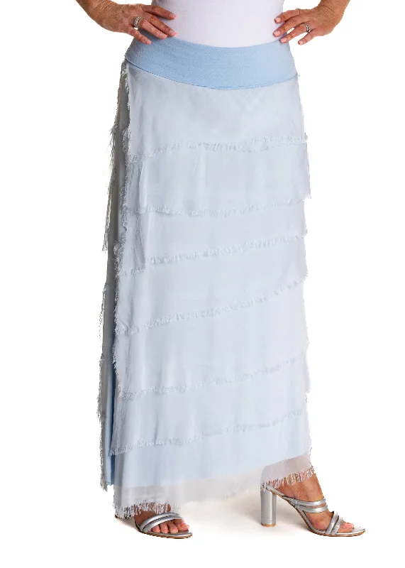 Fifi Silk Skirt in Ice Blue