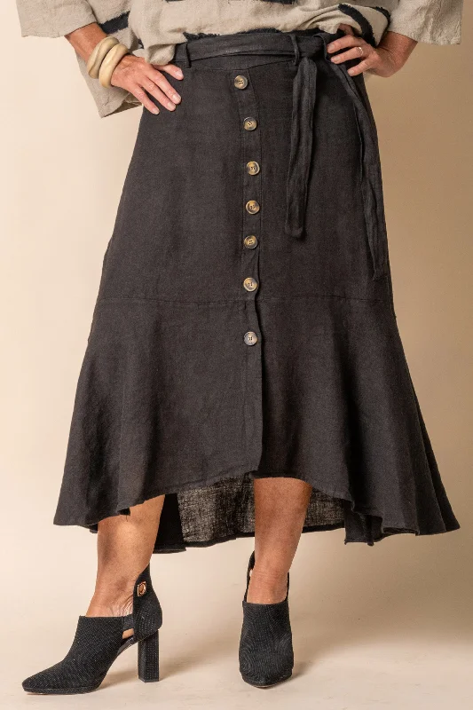 Jayne Linen Skirt in Onyx