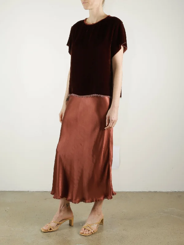 Riley Skirt in Vintage Satin - Port