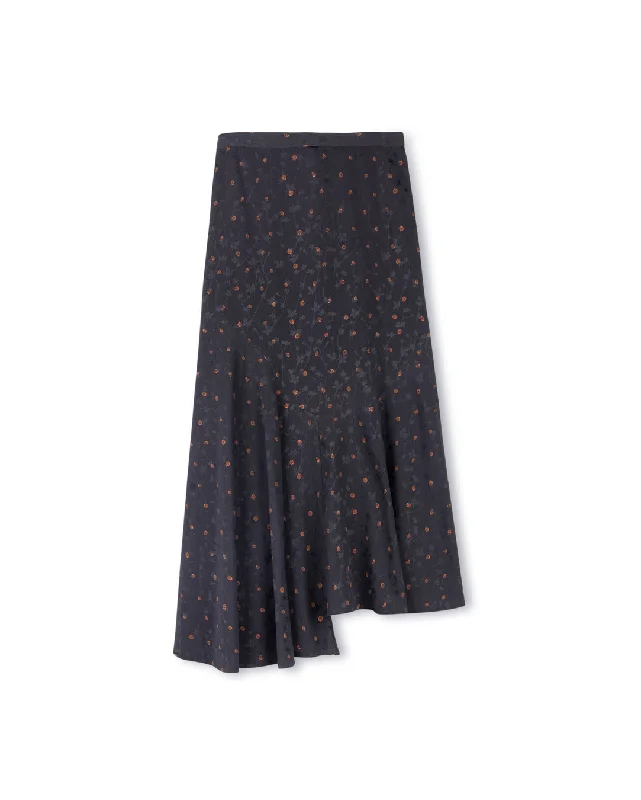 Polka Dot Silk Asymmetric Skirt