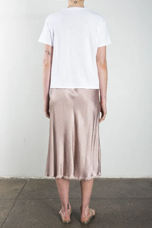 Riley Skirt in Vintage Satin - Nude