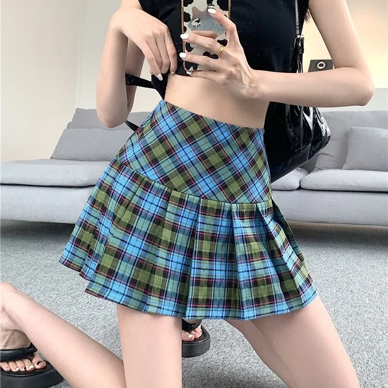 Harajuku Plaid Patchwork Mini Skirt