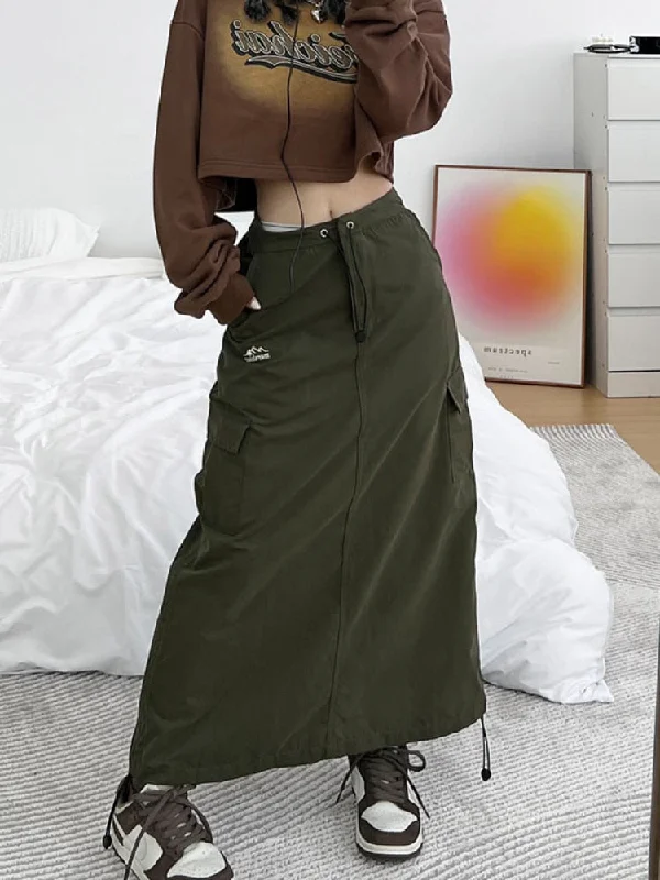 Vintage Cargo Split Midi Skirt