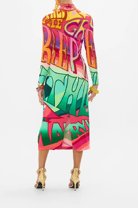 TURTLENECK JERSEY DRESS PURE PRISM