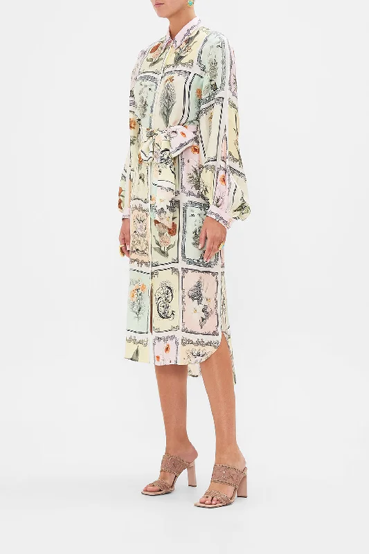 HIGH LOW MIDI SHIRT DRESS LONG LIVE LETTERPRESS