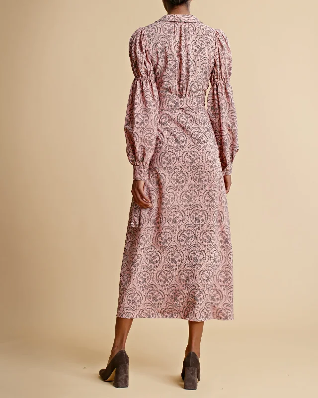 Autumn Wrap Dress in Pink Paisley