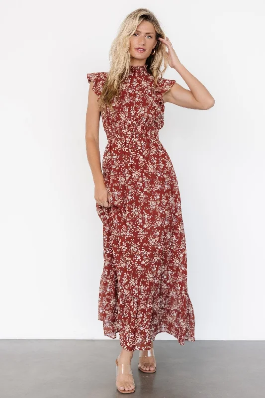 Kearny Ruffle Maxi Dress | Rust Print