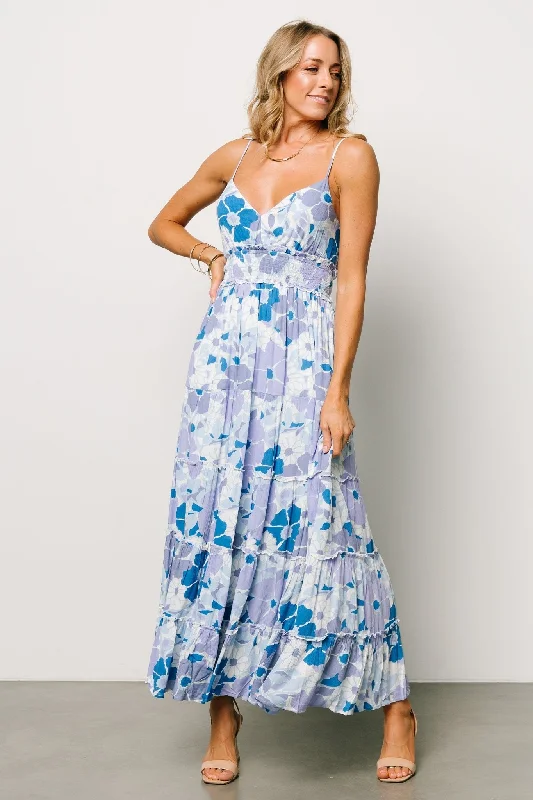 Malia Cross Back Maxi Dress | Blue + Purple Multi