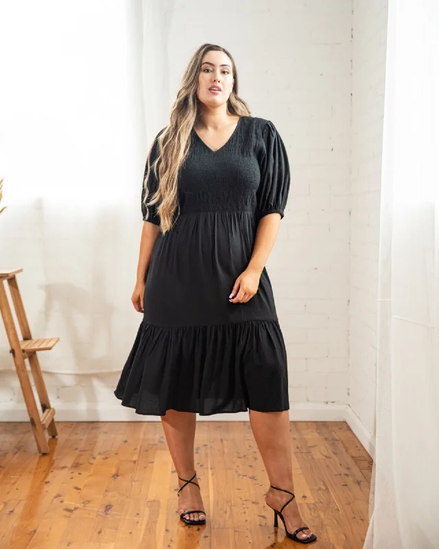 Mia Blouse Sleeve Dress in Black