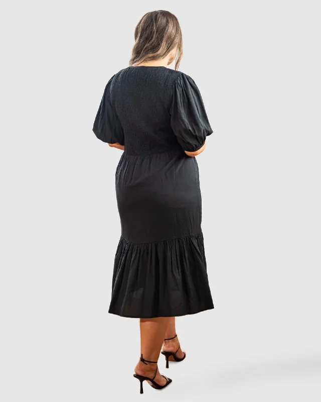 Mia Blouse Sleeve Dress in Black