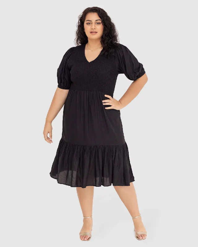 Mia Blouse Sleeve Dress in Black