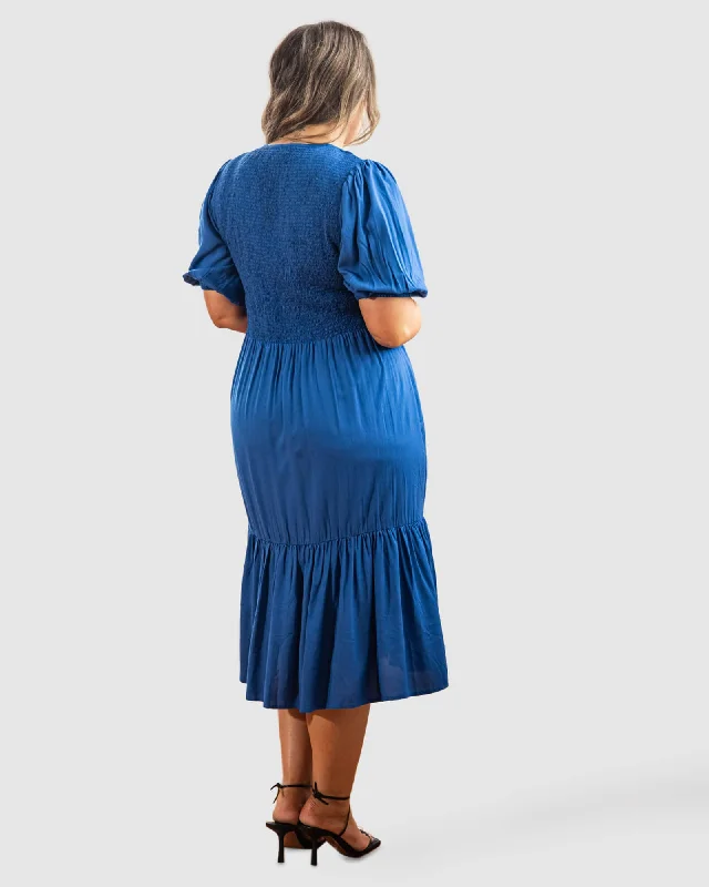 Mia Blouse Sleeve Dress in Cobalt