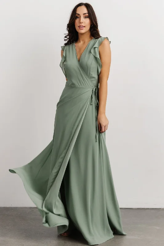 Saya Wrap Maxi Dress | Dusty Sage