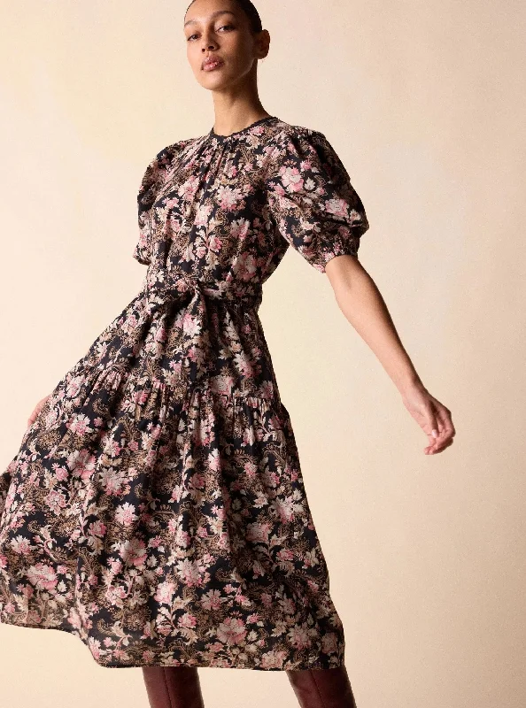 Ciel Midi Dress in Belladonna Print