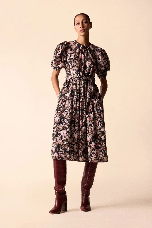 Ciel Midi Dress in Belladonna Print