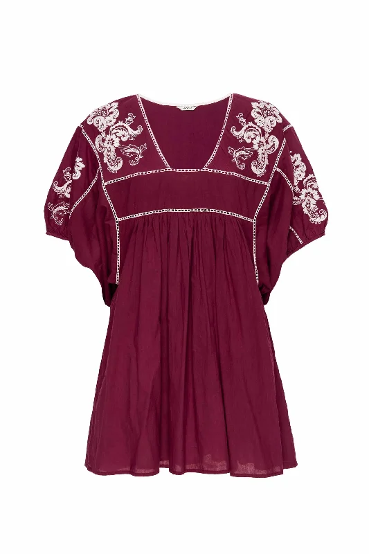 Lake Mini Dress in Berry with Ivory