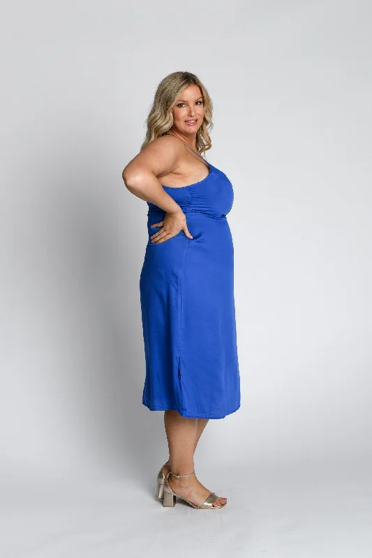 Yasameen Slip Dress in Cobalt