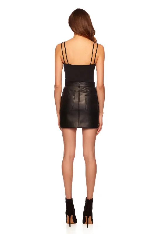 FAUX LEATHER POCKET SKIRT