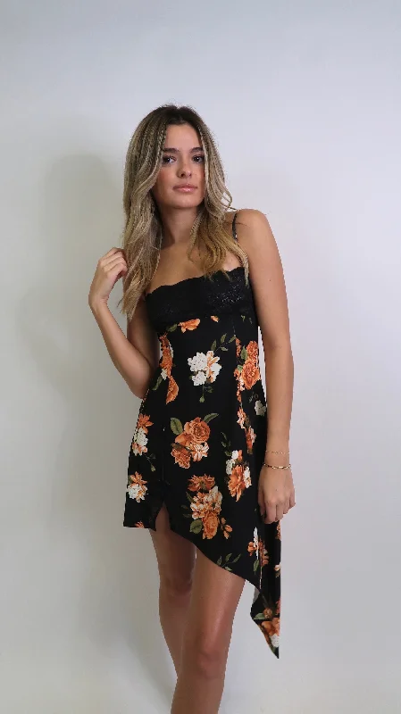 LACE ASYMMETRICAL SLIP DRESS