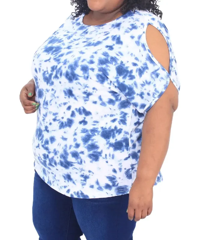 Ladies Tie Dye Cold Shoulder Top