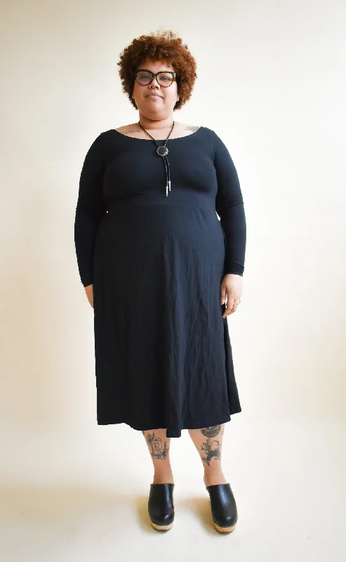 Megumi Black Modal Longsleeve Dress