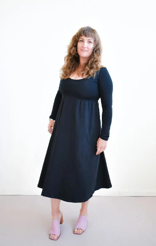 Megumi Black Modal Longsleeve Dress