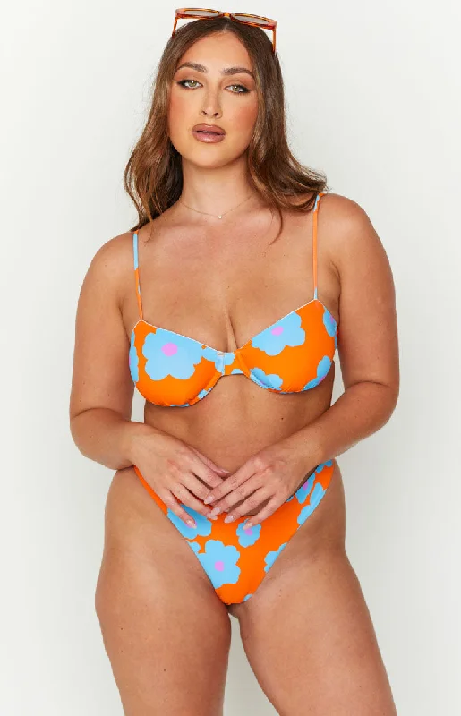 9.0 Swim Bronte Orange Floral Bikini Top