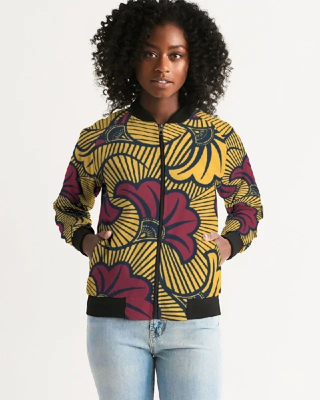 AKH African Fleurs Rouges Women's Bomber Jacket