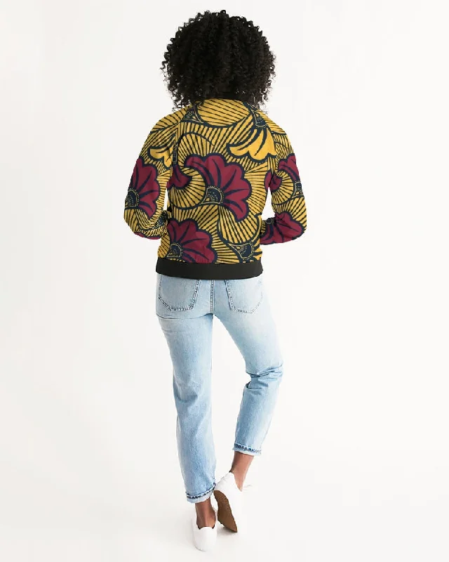 AKH African Fleurs Rouges Women's Bomber Jacket