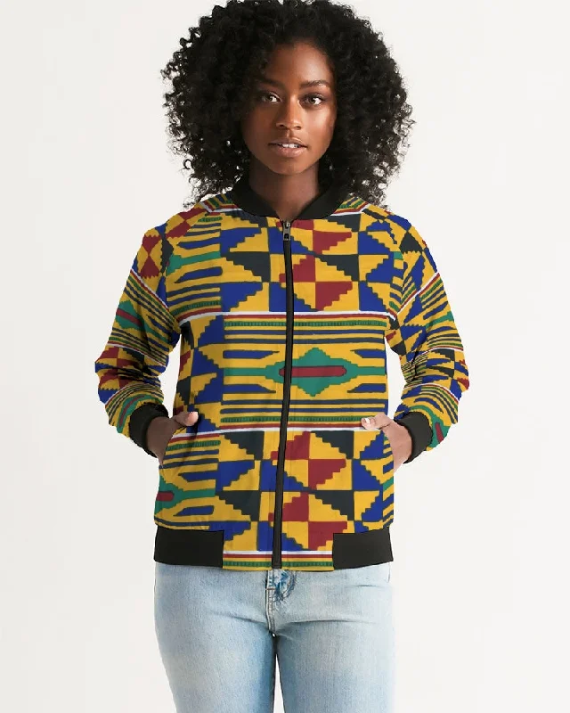 AKH African Kente Cloth Women's Bomber Jacket