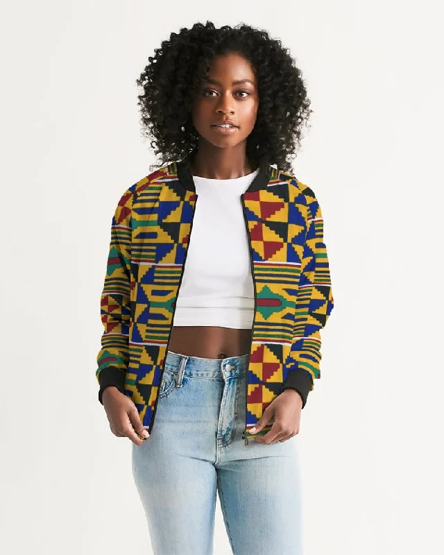 AKH African Kente Cloth Women's Bomber Jacket