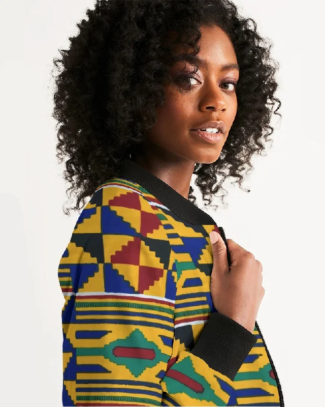 AKH African Kente Cloth Women's Bomber Jacket