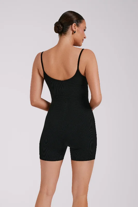 Alexis Ribbed Cami Playsuit - Black