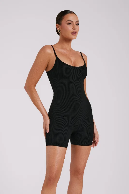 Alexis Ribbed Cami Playsuit - Black