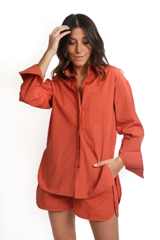 Apricot Cotton Poplin Oversized Shirt