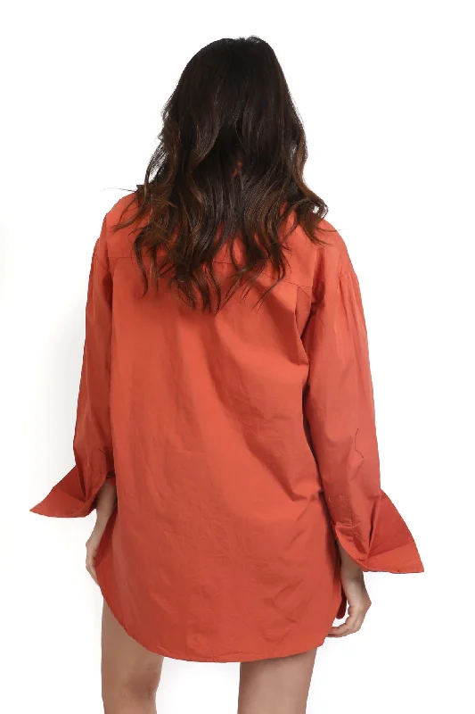 Apricot Cotton Poplin Oversized Shirt