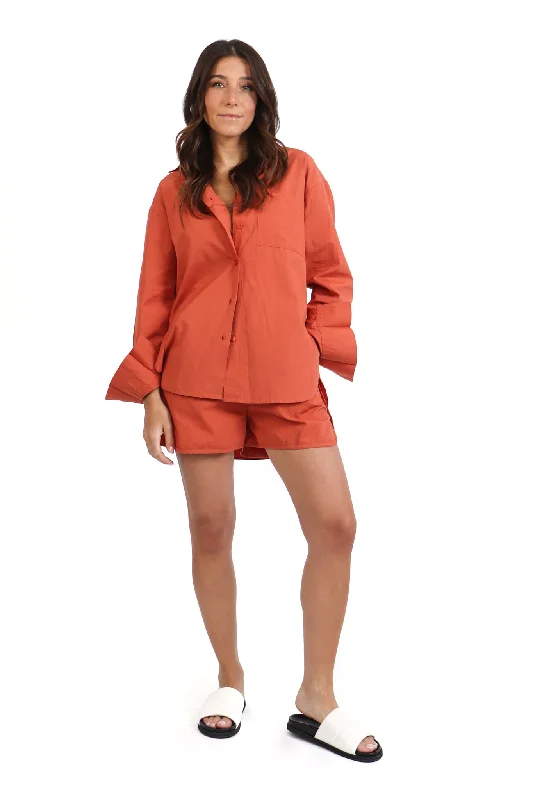 Apricot Cotton Poplin Oversized Shirt