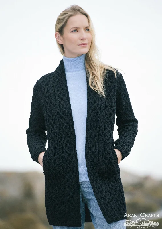 Aran Crafts Celtic Braid Coat | Black