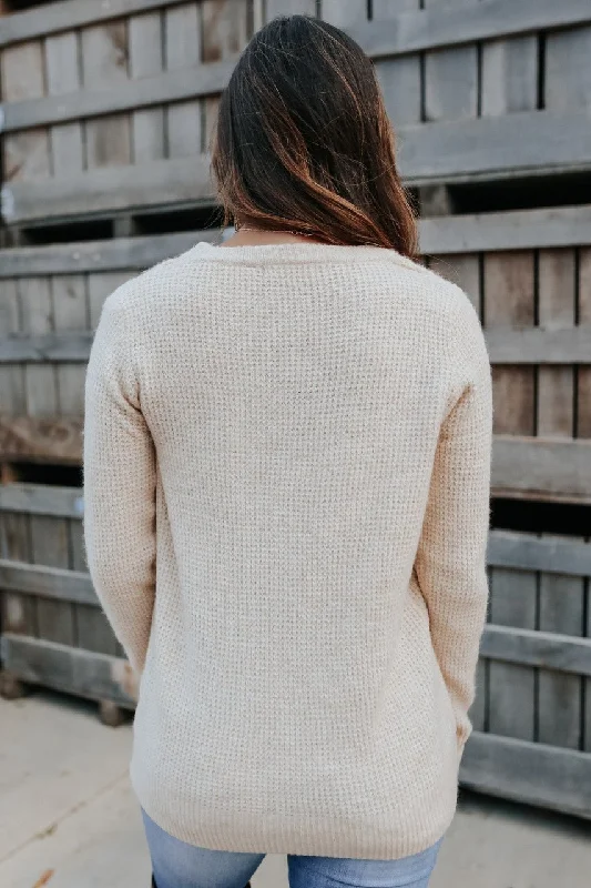 Autumn Glow Brushed Oatmeal Waffle Sweater