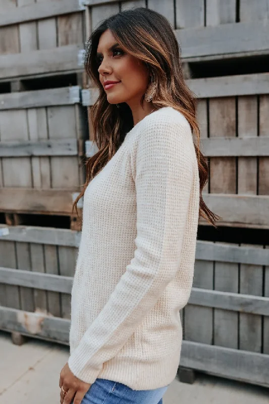 Autumn Glow Brushed Oatmeal Waffle Sweater