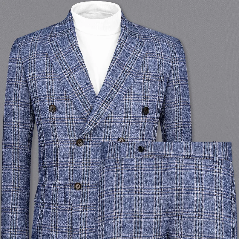 Bayoux Blue Plaid Double Breasted Suit