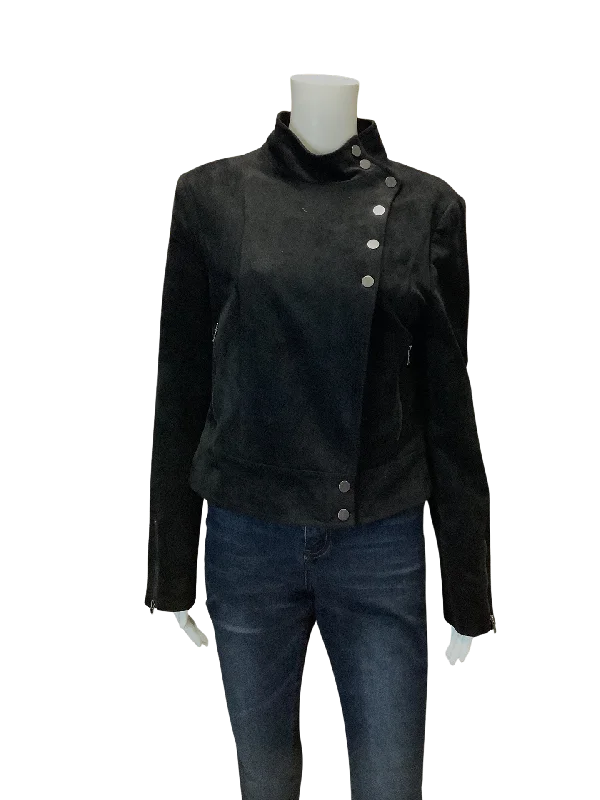 BCBG Maxazria Women's Jacket Black Faux Suede Size: M