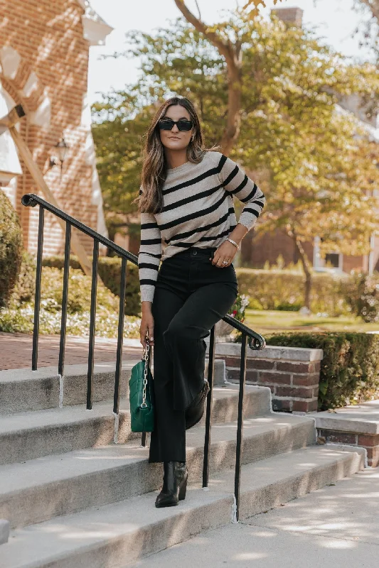 Black Coffee Long Sleeve Striped Sweater