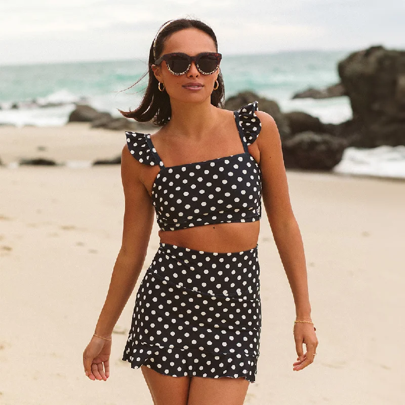 Black Polka Dot Bella Crop Top