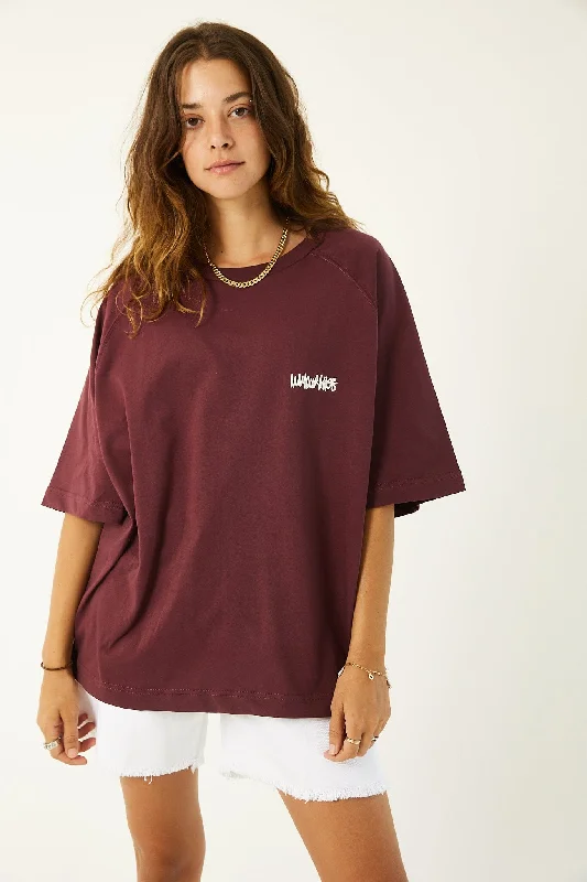 Burgundy IYS Printed Boxy Fit Tee