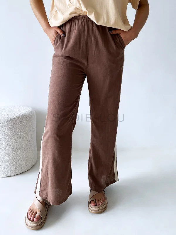 By Frankie / Linen Racer Pant - Mocha