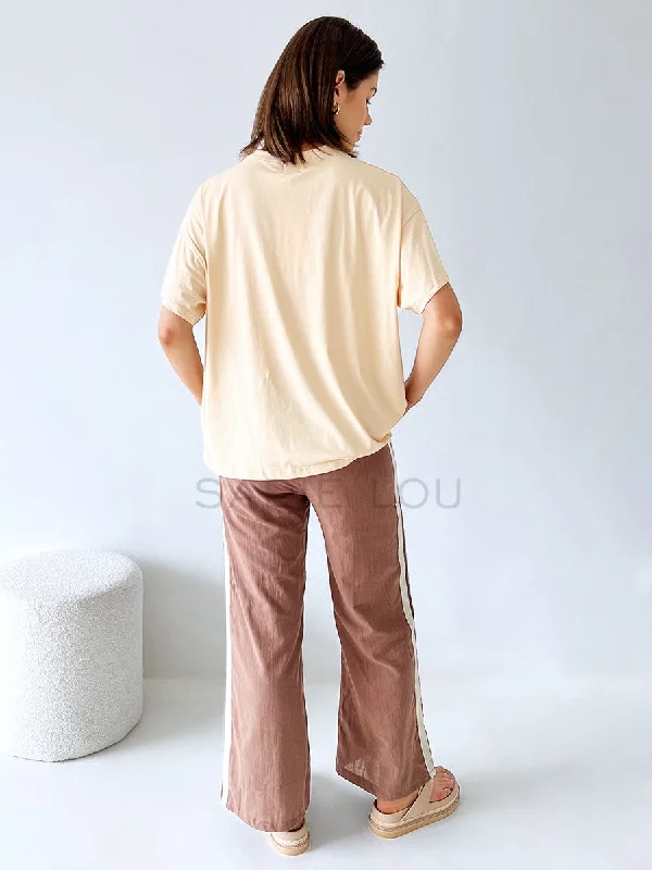 By Frankie / Linen Racer Pant - Mocha