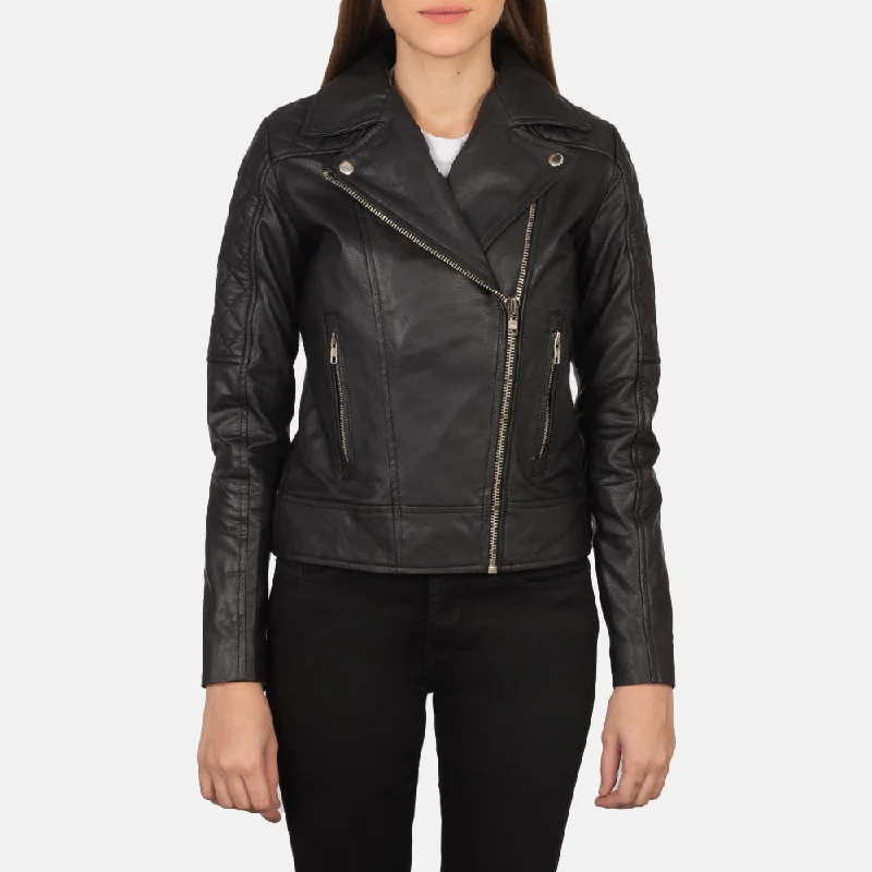 Carolyn Quilted Black Biker Jacket